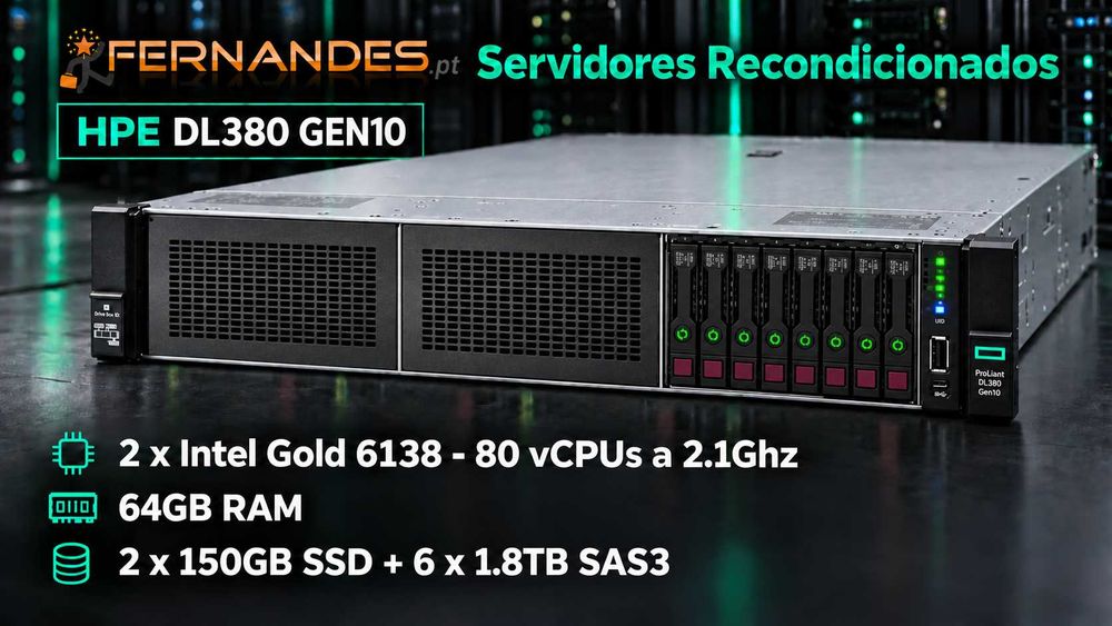 DL380 Gen10 | 80 x vCPU + 64GB RAM | 2x150GB SSD + 6x 1.8TB SAS