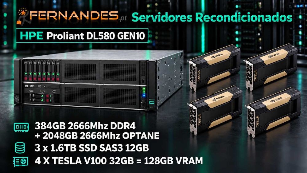 Servidor IA | 4 x TESLA V100 32GB | HPE DL580 GEN10 | 2432GB RAM