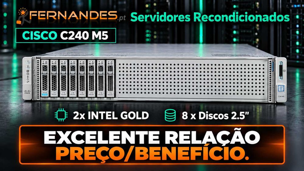 CISCO C240 M5 | 2x INTEL GOLD | 8 x Discos 2.5" |